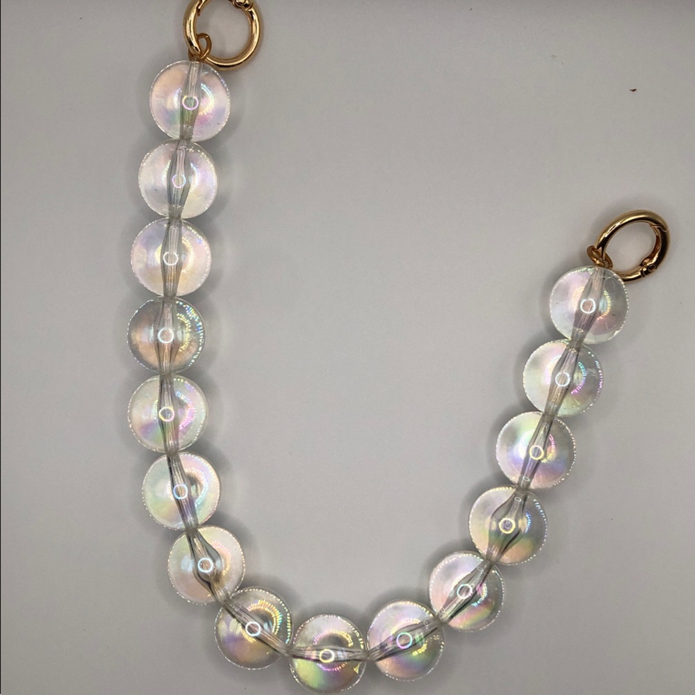 Holographic round bead charm embellishment for your favourite bag